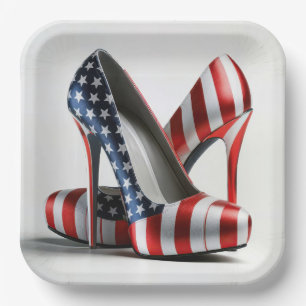 American Flag High Heels Paper Plate