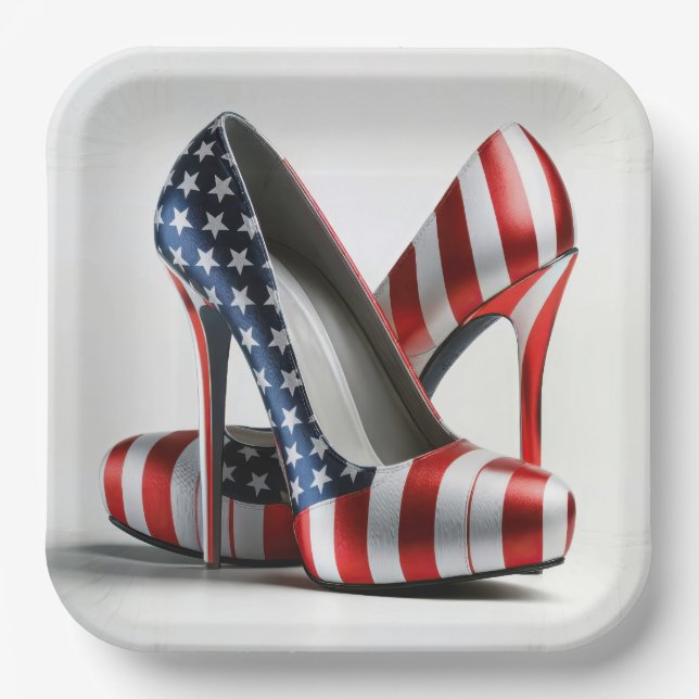 American Flag High Heels Paper Plate (Front)