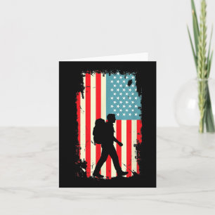 American Flag Hiker Hiking Backpacking Outdoors Card