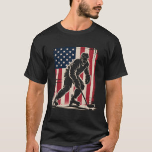 American Flag Hockey 4th Of July Hockey Lover Men T-Shirt