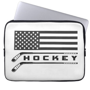 American Flag Hockey Apparel - Hockey Laptop Sleeve