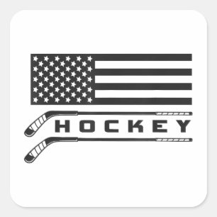 American Flag Hockey Apparel - Hockey Square Sticker