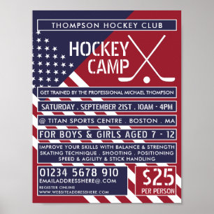 American Flag, Hockey Camp Advertising Poster