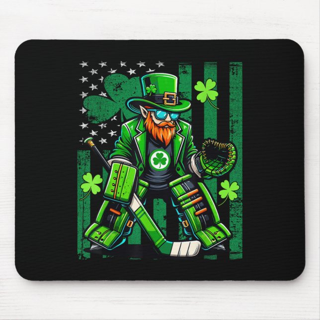 American Flag Hockey Goalie Saint Patrick&#39;s Da Mouse Mat (Front)