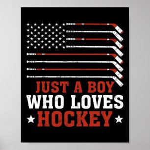 American Flag Hockey Lover Boys Kids Son Just A Bo Poster