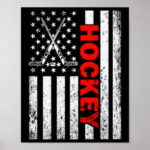 American Flag Hockey Usa Patriotic For Women Girls Poster