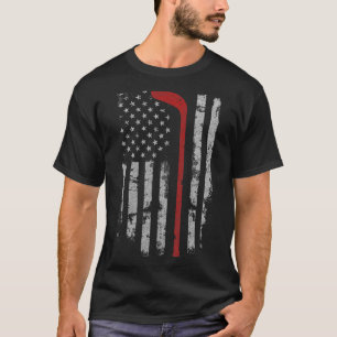 American Flag Hockey USA Patriotic Hockey Player M T-Shirt