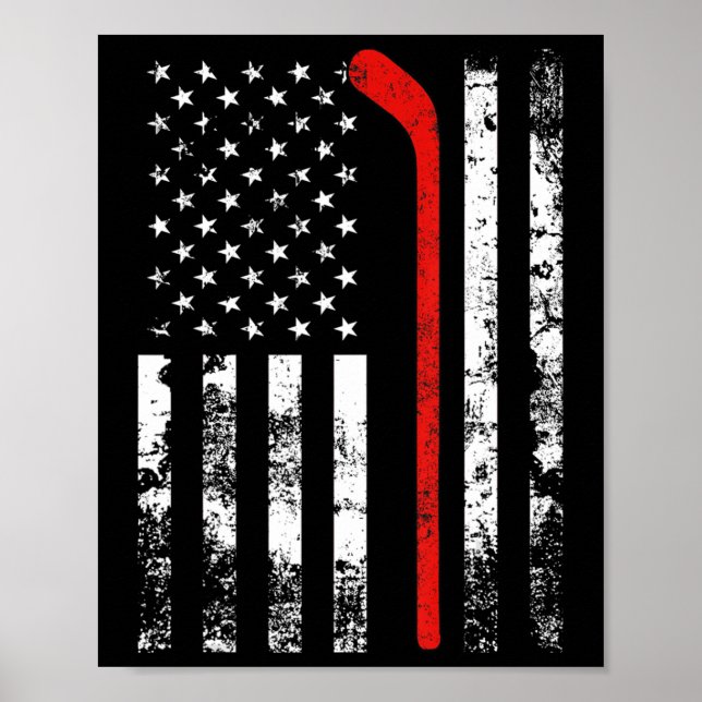 American Flag Hockey USA Patriotic  Poster (Front)