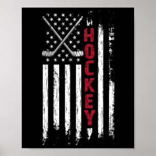 American Flag Hockey Usa Patriotic  Poster