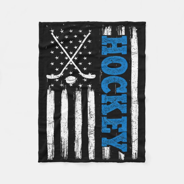 American Flag Hockey Usa Patriotic Shirt Hockey Lo Fleece Blanket (Front)