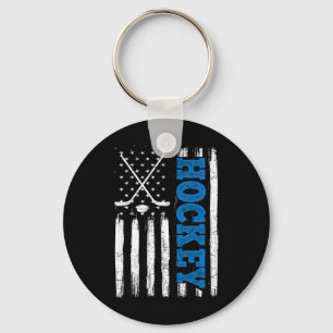 American Flag Hockey Usa Patriotic Shirt Hockey Lo Key Ring