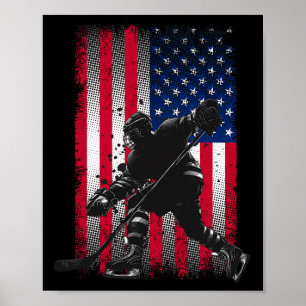 American Flag Hockey Women Kids Men Poster