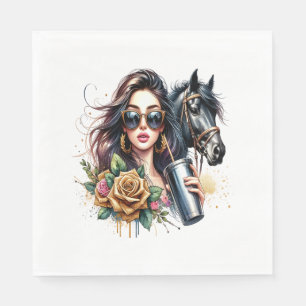 American Flag Horse Patriotic USA Napkin