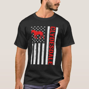 American Flag Horse Riding Clydesdale Horse T-Shirt