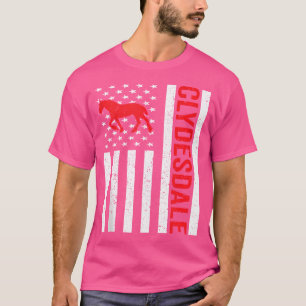 American Flag Horse Riding Clydesdale Horse T-Shirt