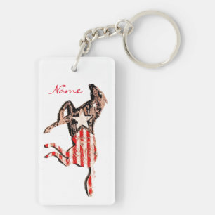 American Flag Horse Running Thunder_Cove Key Ring