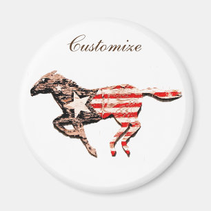 American Flag Horse Running Thunder_Cove Magnet