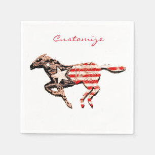 American Flag Horse Running Thunder_Cove Napkin
