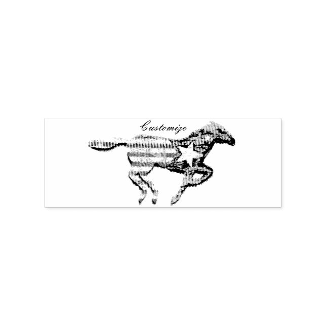 American Flag Horse Running Thunder_Cove Rubber Stamp (Imprint)
