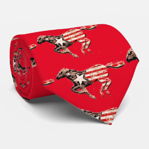 American Flag Horse Running Thunder_Cove Tie