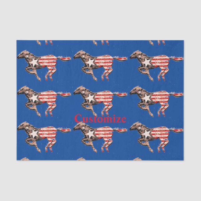 American Flag Horse Running Thunder_Cove  Tissue Paper (Front)