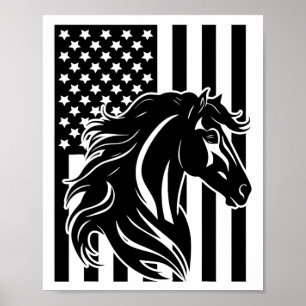 American Flag Horseback Riding Apparel - Horse Poster