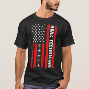 American Flag HVAC Tech Mens Funny HVAC Technician T-Shirt
