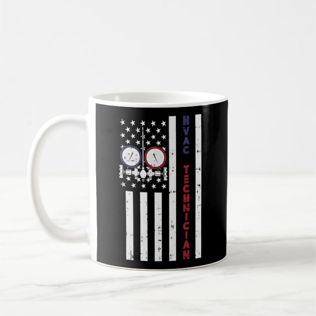 American Flag Hvac Technician Proud Usa Hvac Tech Coffee Mug (Left)