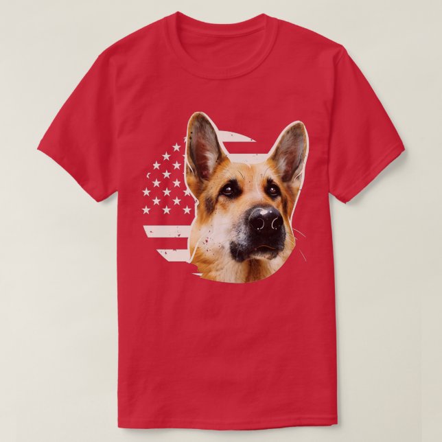 American Flag I Dog Lover I Patriotic German Sheph T-Shirt (Design Front)