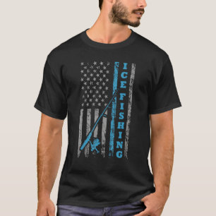 American Flag Ice Fishing Vintage Ice Fishing USA T-Shirt
