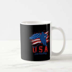 American Flag Ice Hockey 4th Of July Usa Support T Coffee Mug