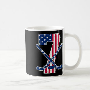 American Flag Ice Hockey Lover 7th Birthday Party Coffee Mug