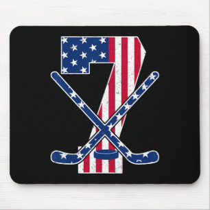 American Flag Ice Hockey Lover 7th Birthday Party Mouse Mat