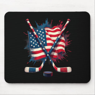 American Flag Ice Hockey Mouse Mat