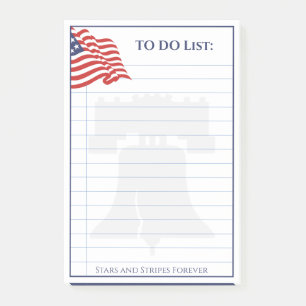 American Flag Illustration To Do List Lined Post-it Notes