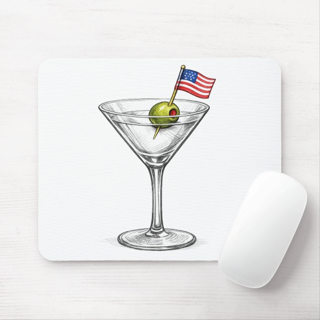 American Flag in a Martini Mouse Mat (With Mouse)