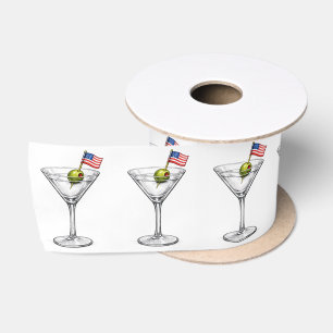 American Flag in a Martini Satin Ribbon