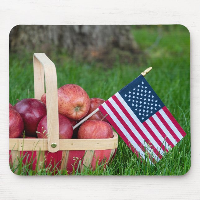 American flag in apple basket mouse mat (Front)