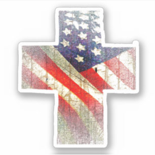 American flag in cross