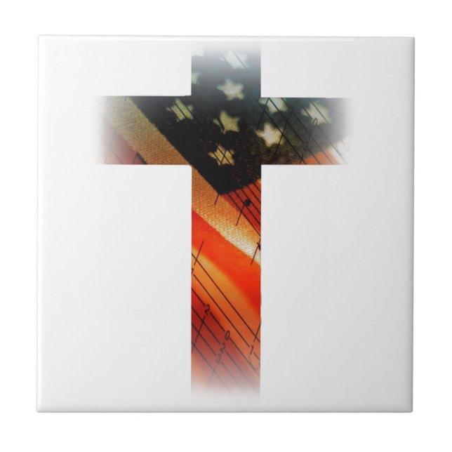 American Flag in cross Tile (Front)