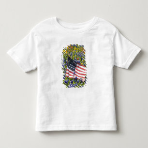 American Flag in field of Blue Bonnets, Toddler T-Shirt