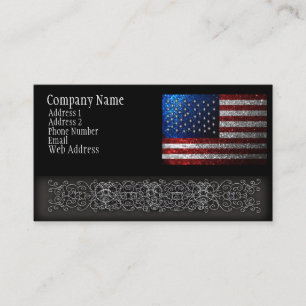 American Flag in Glitter Business Card