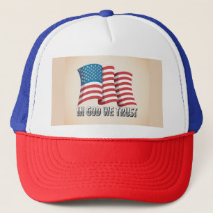 American Flag In God We Trust Red White Blue Hat