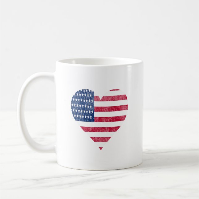 American flag in heart coffee mug (Left)
