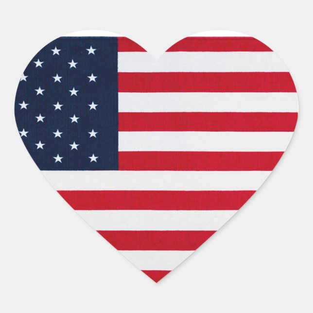 American Flag In Heart  Heart Sticker (Front)