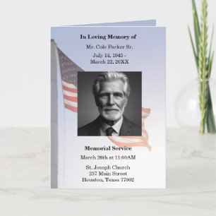 American Flag In Loving Memory Order of Service  Programme