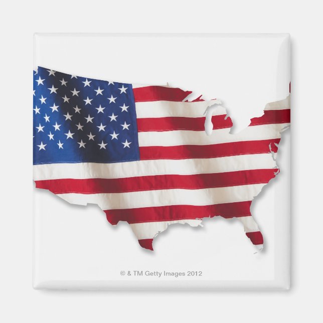 American flag in shape of United States Magnet (Front)