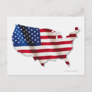 American flag in shape of United States Postcard