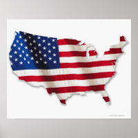 American flag in shape of United States