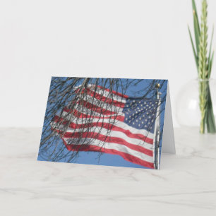 “American Flag in the Wind” Sympathy Card